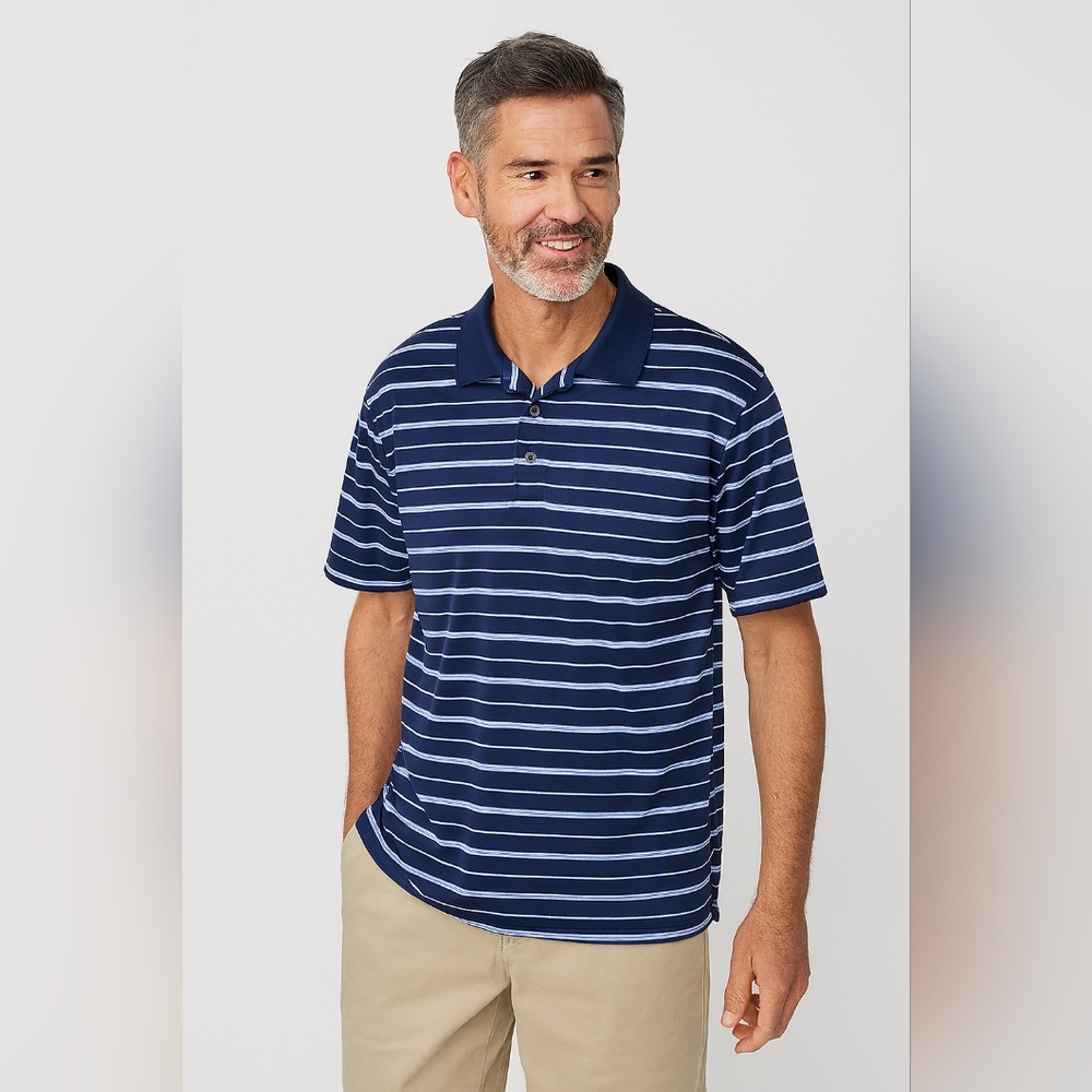 Croft & Barrow Blue Cool & Dry Striped Polo Size L